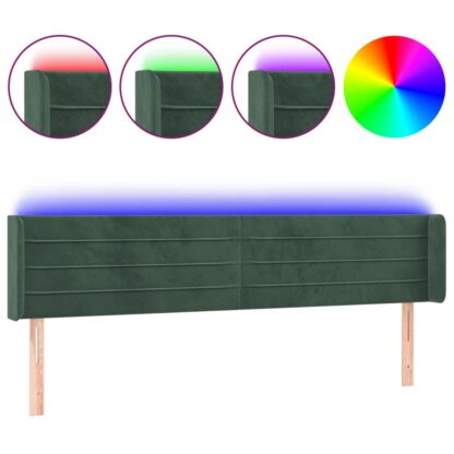 LED Kopfteil Dunkelgrün 203x16x78/88 cm Samt - Image 2