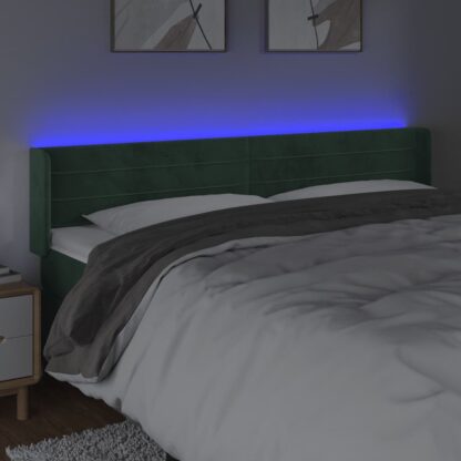 LED Kopfteil Dunkelgrün 203x16x78/88 cm Samt - Image 4