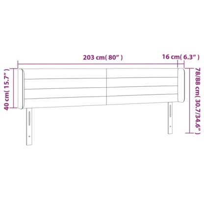 LED Kopfteil Dunkelgrün 203x16x78/88 cm Samt - Image 6