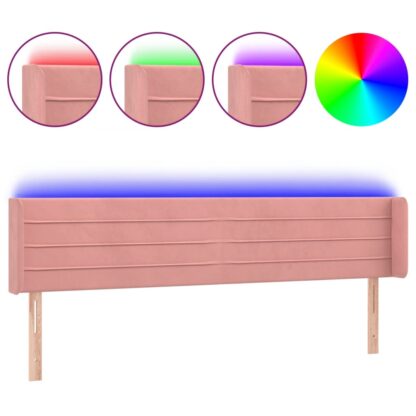 LED Kopfteil Rosa 203x16x78/88 cm Samt - Image 2