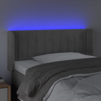 LED Kopfteil Hellgrau 93x16x78/88 cm Samt - Image 4