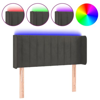 LED Kopfteil Dunkelgrau 93x16x78/88 cm Samt - Image 2