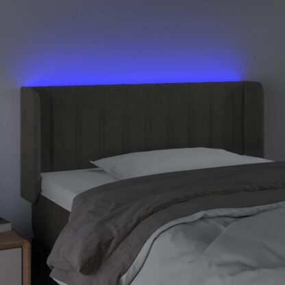 LED Kopfteil Dunkelgrau 103x16x78/88 cm Samt - Image 4