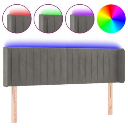 LED Kopfteil Hellgrau 147x16x78/88 cm Samt - Image 2
