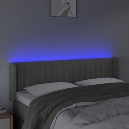 LED Kopfteil Hellgrau 147x16x78/88 cm Samt - Image 4