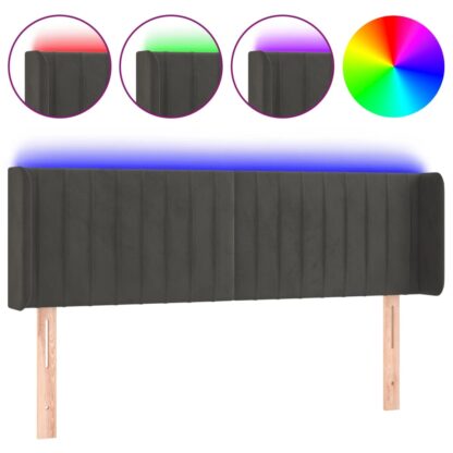 LED Kopfteil Dunkelgrau 147x16x78/88 cm Samt - Image 2