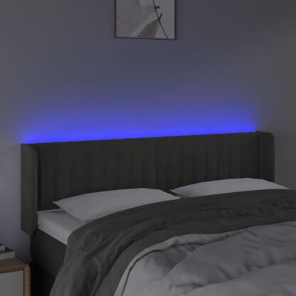 LED Kopfteil Dunkelgrau 147x16x78/88 cm Samt - Image 4