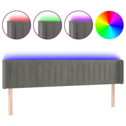 LED Kopfteil Dunkelgrau 163x16x78/88 cm Samt - Image 2