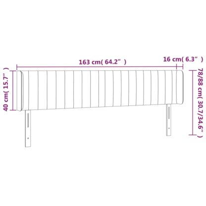 LED Kopfteil Dunkelgrau 163x16x78/88 cm Samt - Image 6