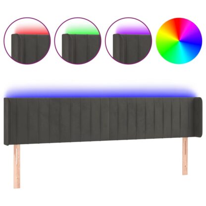 LED Kopfteil Dunkelgrau 183x16x78/88 cm Samt - Image 2