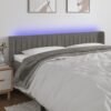 LED Kopfteil Hellgrau 203x16x78/88 cm Samt