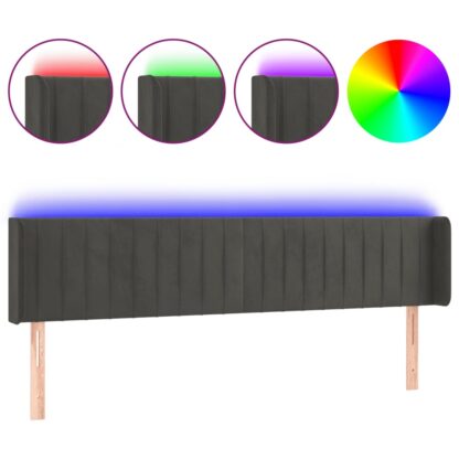 LED Kopfteil Dunkelgrau 203x16x78/88 cm Samt - Image 2
