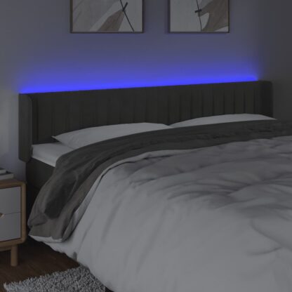 LED Kopfteil Dunkelgrau 203x16x78/88 cm Samt - Image 4