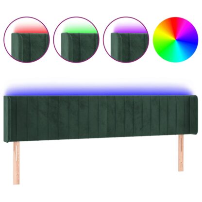 LED Kopfteil Dunkelgrün 203x16x78/88 cm Samt - Image 2