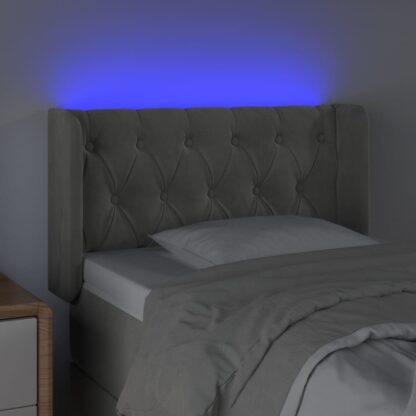 LED Kopfteil Hellgrau 83x16x78/88 cm Samt - Image 4