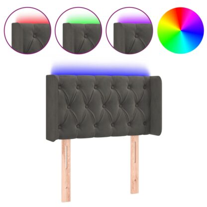 LED Kopfteil Dunkelgrau 83x16x78/88 cm Samt - Image 2