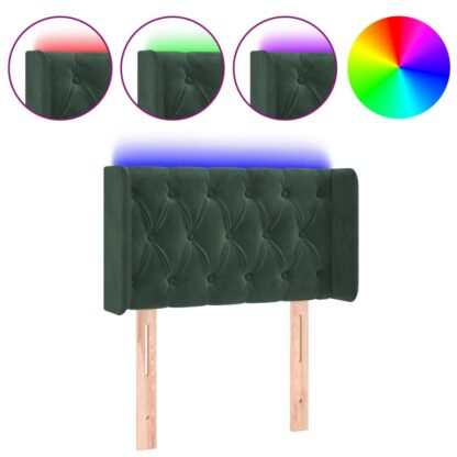 LED Kopfteil Dunkelgrün 83x16x78/88 cm Samt - Image 2