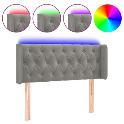 LED Kopfteil Hellgrau 93x16x78/88 cm Samt - Image 2