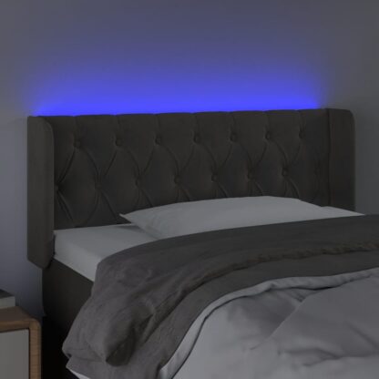 LED Kopfteil Dunkelgrau 93x16x78/88 cm Samt - Image 4