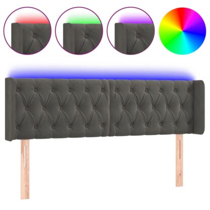 LED Kopfteil Dunkelgrau 163x16x78/88 cm Samt - Image 2