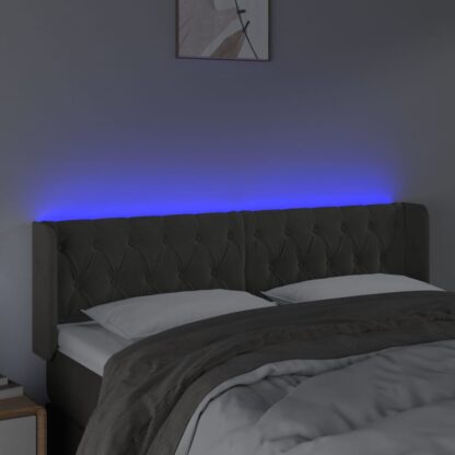 LED Kopfteil Dunkelgrau 163x16x78/88 cm Samt - Image 4