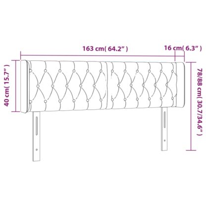 LED Kopfteil Dunkelgrau 163x16x78/88 cm Samt - Image 6