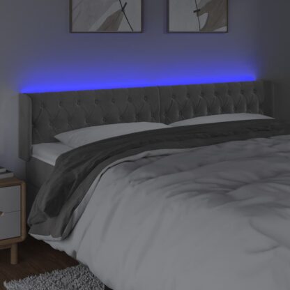 LED Kopfteil Hellgrau 183x16x78/88 cm Samt - Image 4