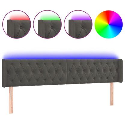 LED Kopfteil Dunkelgrau 183x16x78/88 cm Samt - Image 2