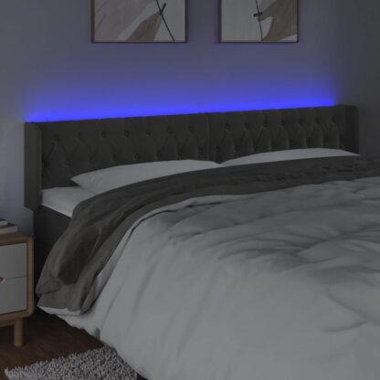 LED Kopfteil Dunkelgrau 183x16x78/88 cm Samt - Image 4