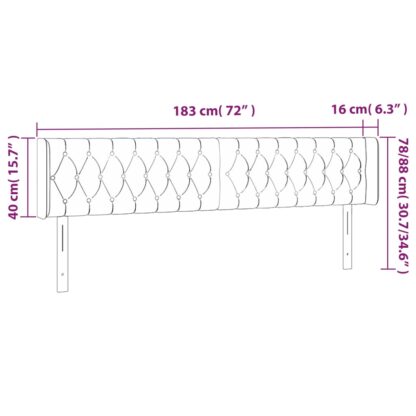 LED Kopfteil Dunkelgrau 183x16x78/88 cm Samt - Image 6