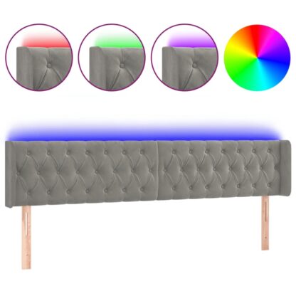 LED Kopfteil Hellgrau 203x16x78/88 cm Samt - Image 2