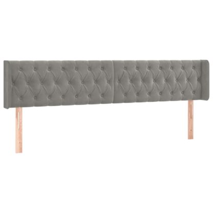 LED Kopfteil Hellgrau 203x16x78/88 cm Samt - Image 3
