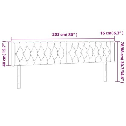 LED Kopfteil Hellgrau 203x16x78/88 cm Samt - Image 6