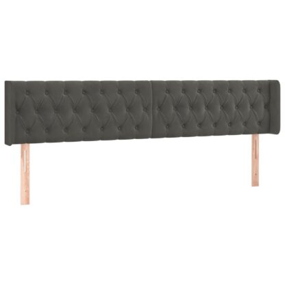 LED Kopfteil Dunkelgrau 203x16x78/88 cm Samt - Image 3