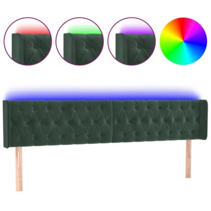 LED Kopfteil Dunkelgrün 203x16x78/88 cm Samt - Image 2