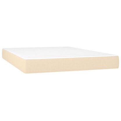 Boxspringbett mit Matratze & LED Creme 140x190 cm Stoff - Image 6