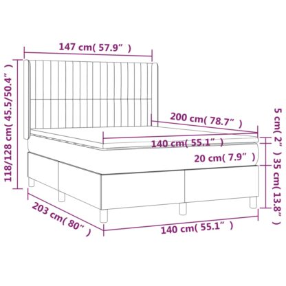 Boxspringbett mit Matratze & LED Blau 140x200 cm Stoff - Image 8