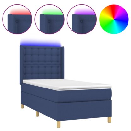 Boxspringbett mit Matratze & LED Blau 90x200 cm Stoff - Image 2