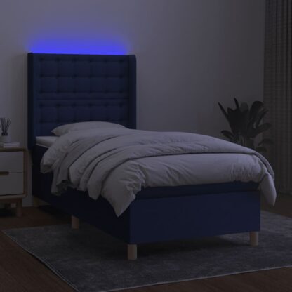 Boxspringbett mit Matratze & LED Blau 90x200 cm Stoff - Image 3