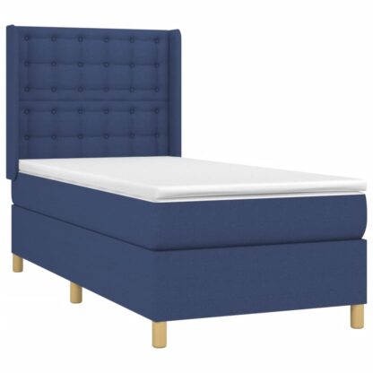 Boxspringbett mit Matratze & LED Blau 90x200 cm Stoff - Image 4