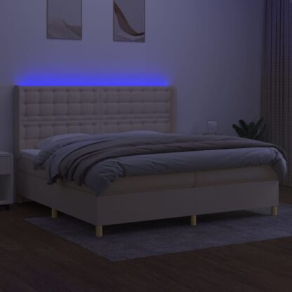 Boxspringbett mit Matratze & LED Creme 200x200 cm Stoff - Image 3