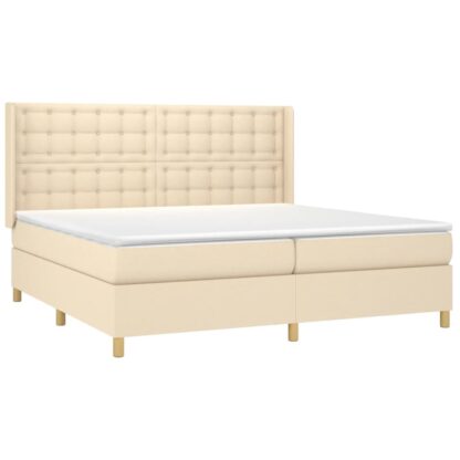 Boxspringbett mit Matratze & LED Creme 200x200 cm Stoff - Image 4