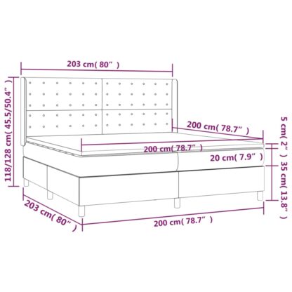Boxspringbett mit Matratze & LED Creme 200x200 cm Stoff - Image 8