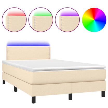 Boxspringbett mit Matratze & LED Creme 120x200 cm Stoff - Image 2
