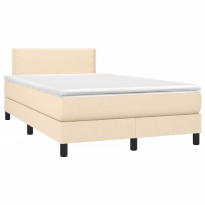 Boxspringbett mit Matratze & LED Creme 120x200 cm Stoff - Image 3
