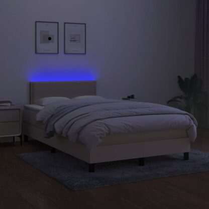 Boxspringbett mit Matratze & LED Creme 120x200 cm Stoff - Image 4