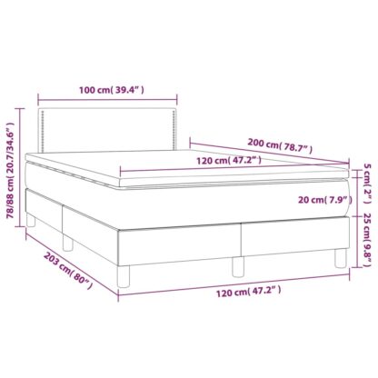 Boxspringbett mit Matratze & LED Creme 120x200 cm Stoff - Image 8