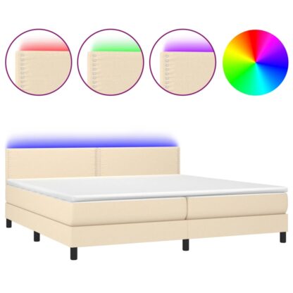 Boxspringbett mit Matratze & LED Creme 200x200 cm Stoff - Image 2