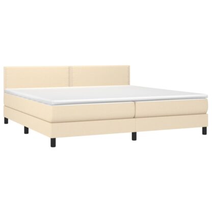Boxspringbett mit Matratze & LED Creme 200x200 cm Stoff - Image 3