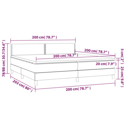 Boxspringbett mit Matratze & LED Creme 200x200 cm Stoff - Image 8